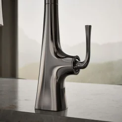 Pull-down kitchen sink faucet with three-function sprayhead^Kohler Outlet