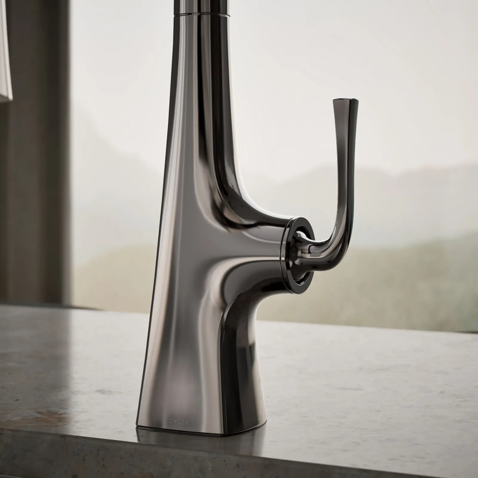 Pull-down kitchen sink faucet with three-function sprayhead^Kohler Outlet