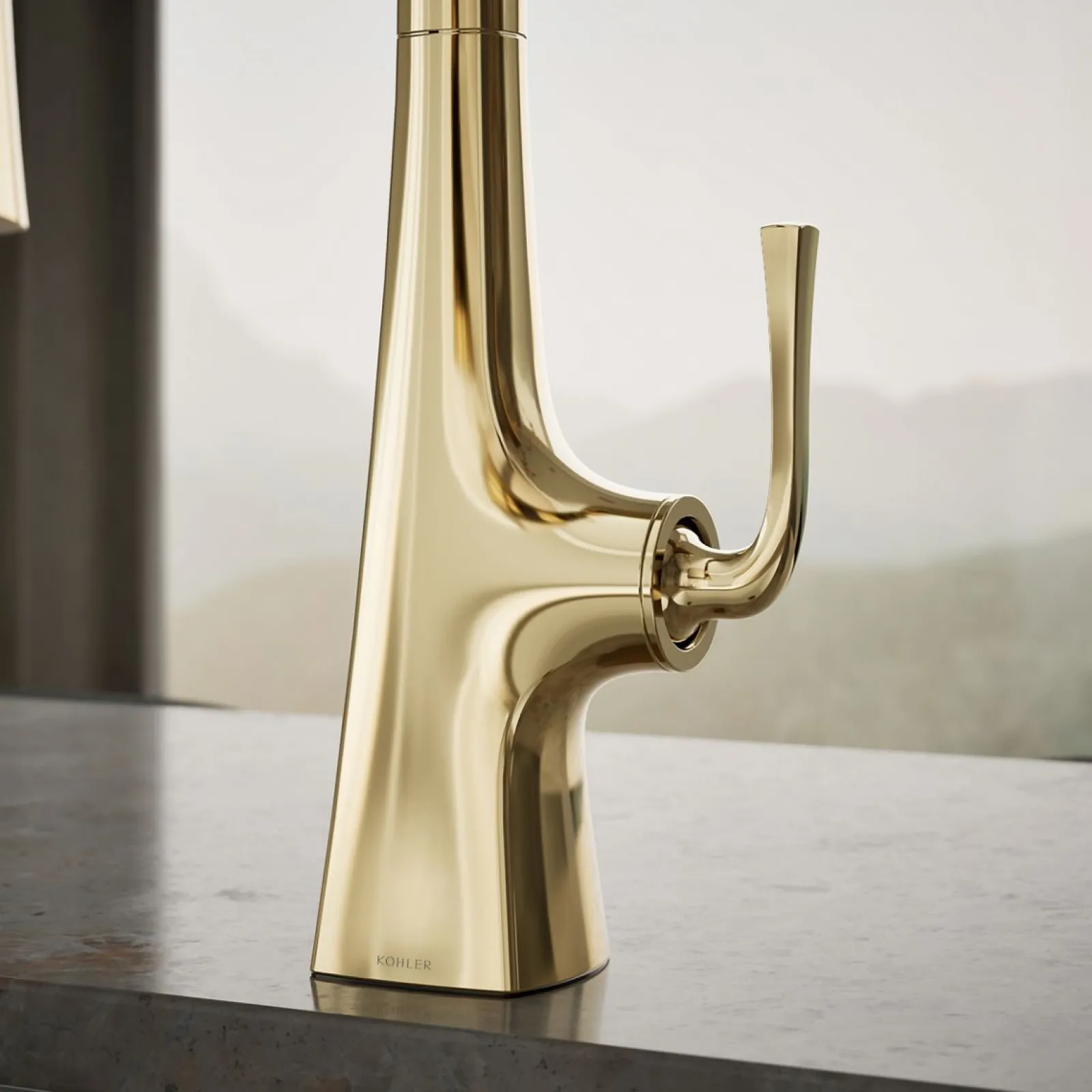 Pull-down kitchen sink faucet with three-function sprayhead^Kohler Outlet