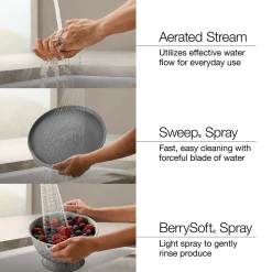 Pull-down kitchen sink faucet with three-function sprayhead^Kohler Outlet