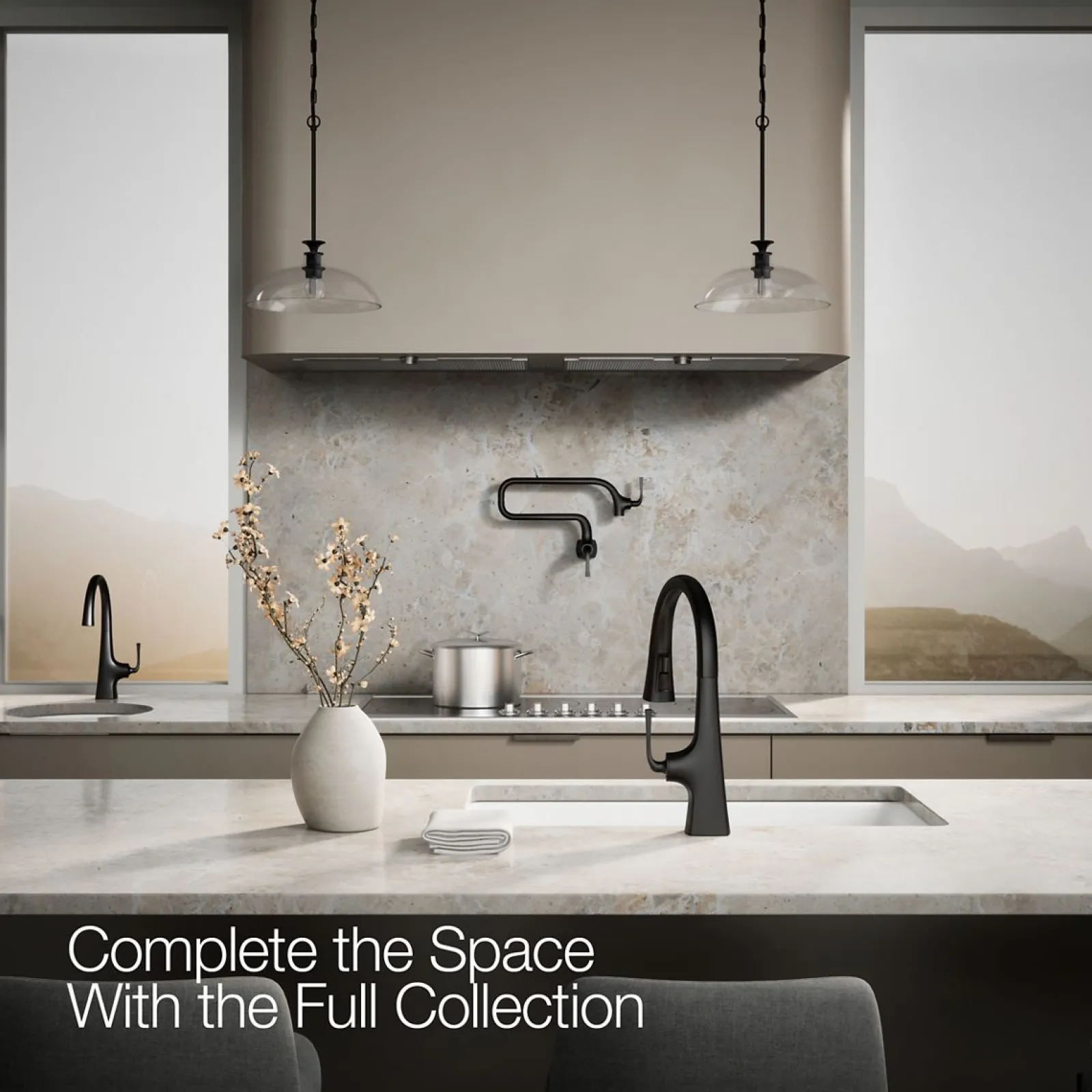Pull-down kitchen sink faucet with three-function sprayhead^Kohler Outlet