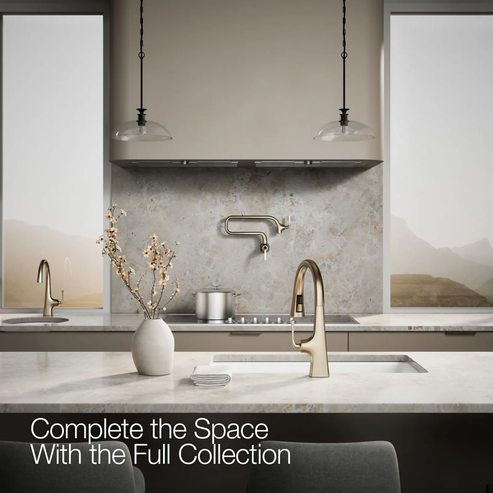 Pull-down kitchen sink faucet with three-function sprayhead^Kohler Outlet