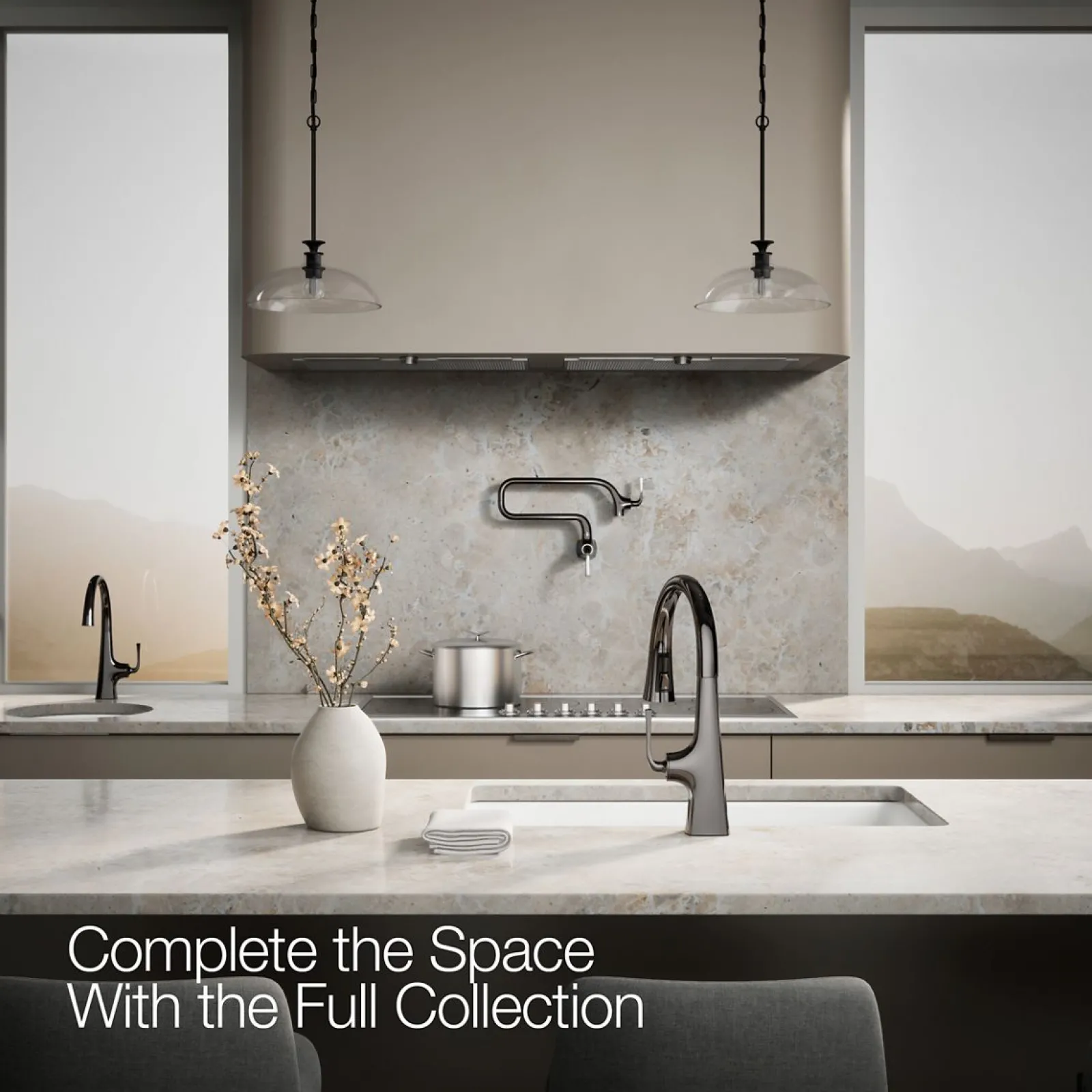 Pull-down kitchen sink faucet with three-function sprayhead^Kohler Outlet