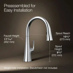 Pull-down kitchen sink faucet with three-function sprayhead^Kohler Discount