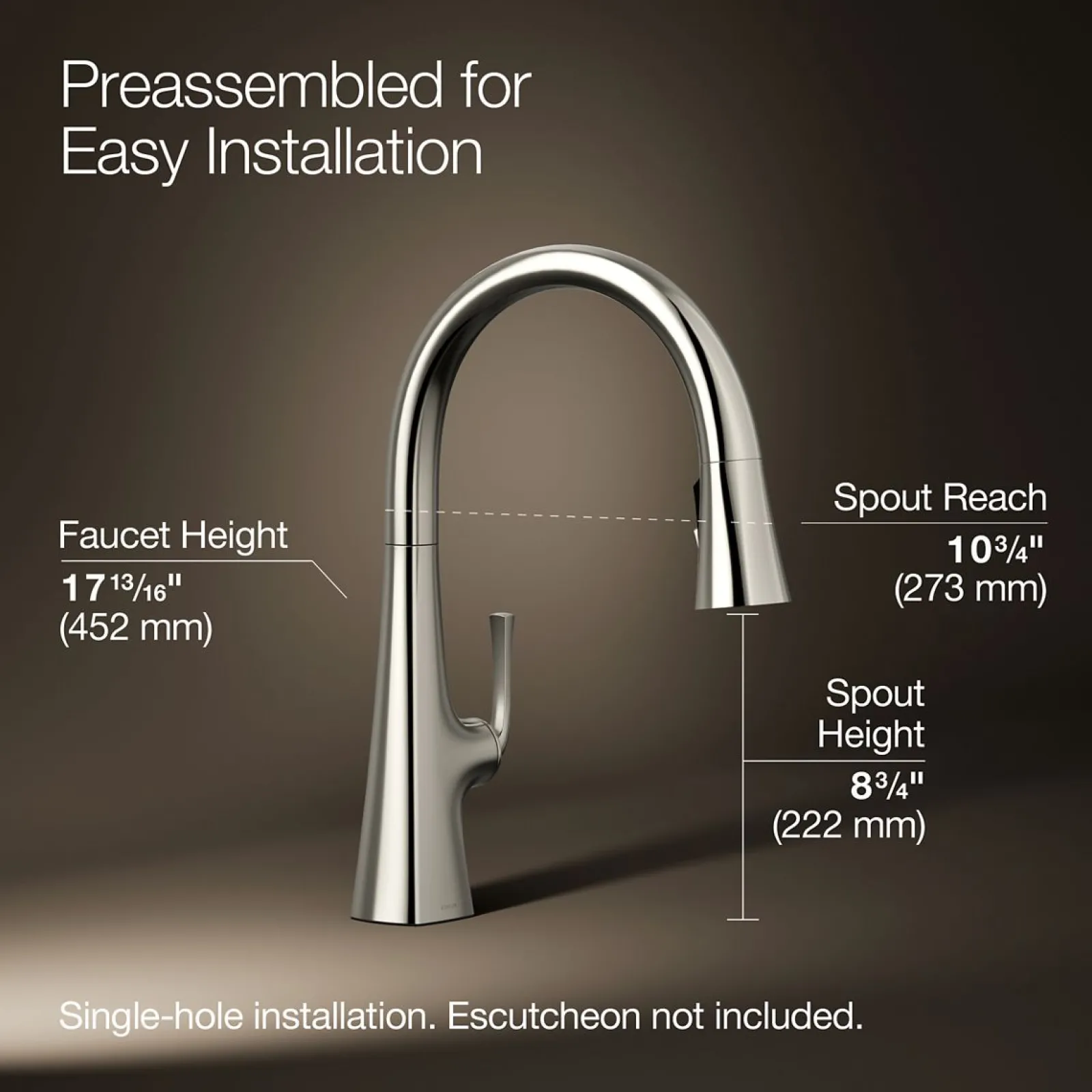 Pull-down kitchen sink faucet with three-function sprayhead^Kohler Discount