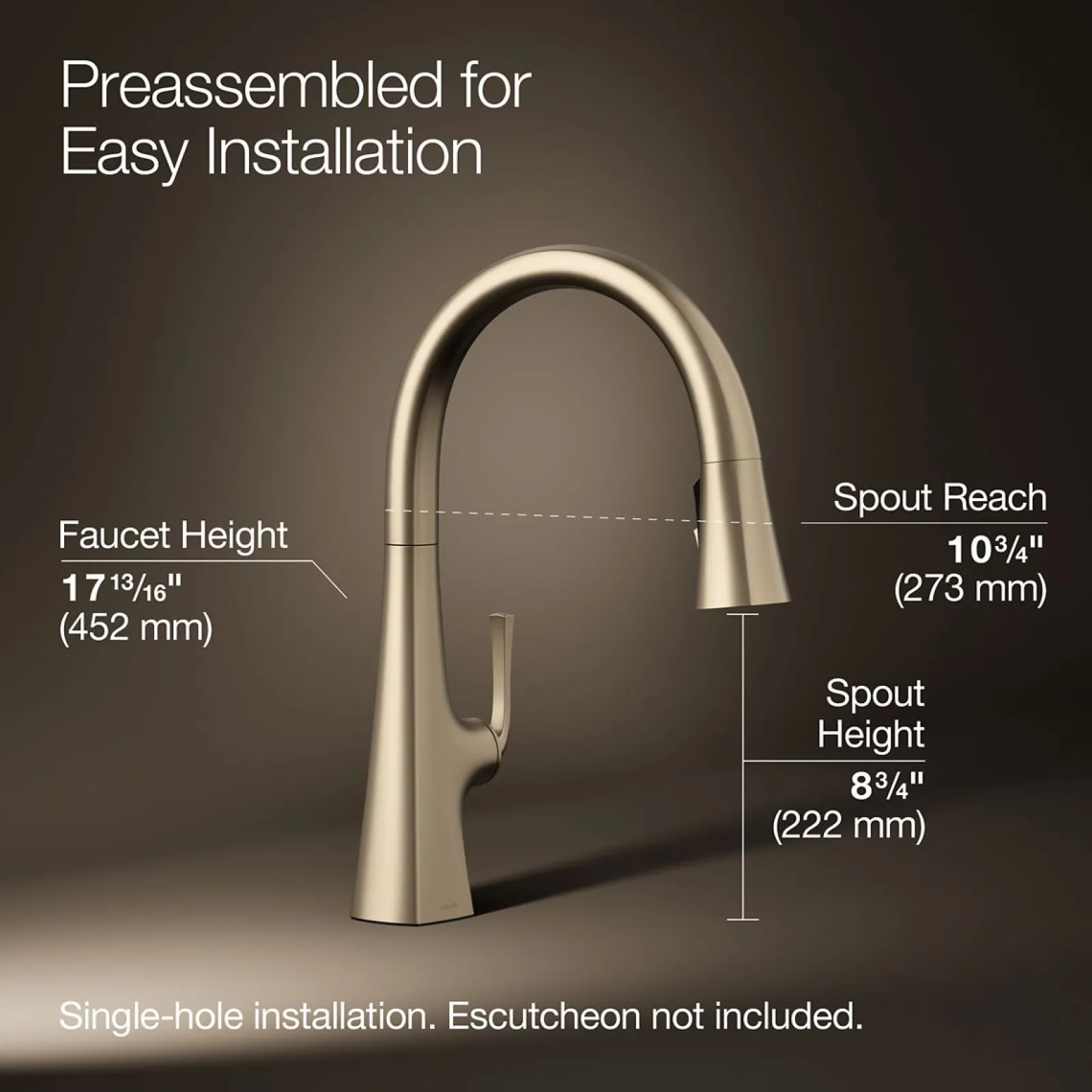 Pull-down kitchen sink faucet with three-function sprayhead^Kohler Discount