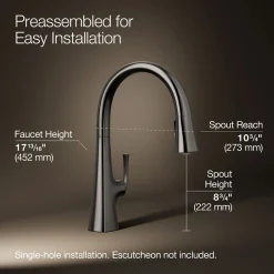Pull-down kitchen sink faucet with three-function sprayhead^Kohler Discount