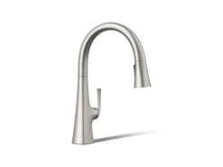 Pull-down kitchen sink faucet with three-function sprayhead^Kohler Discount