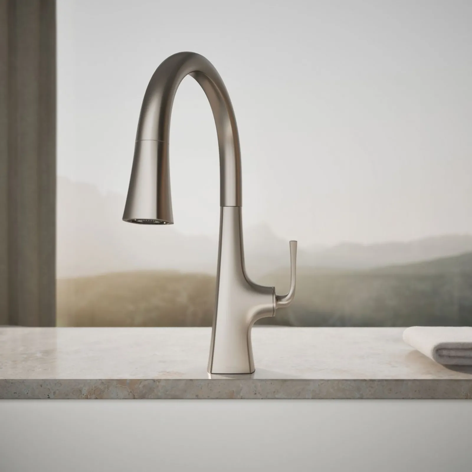 Pull-down kitchen sink faucet with three-function sprayhead^Kohler Discount