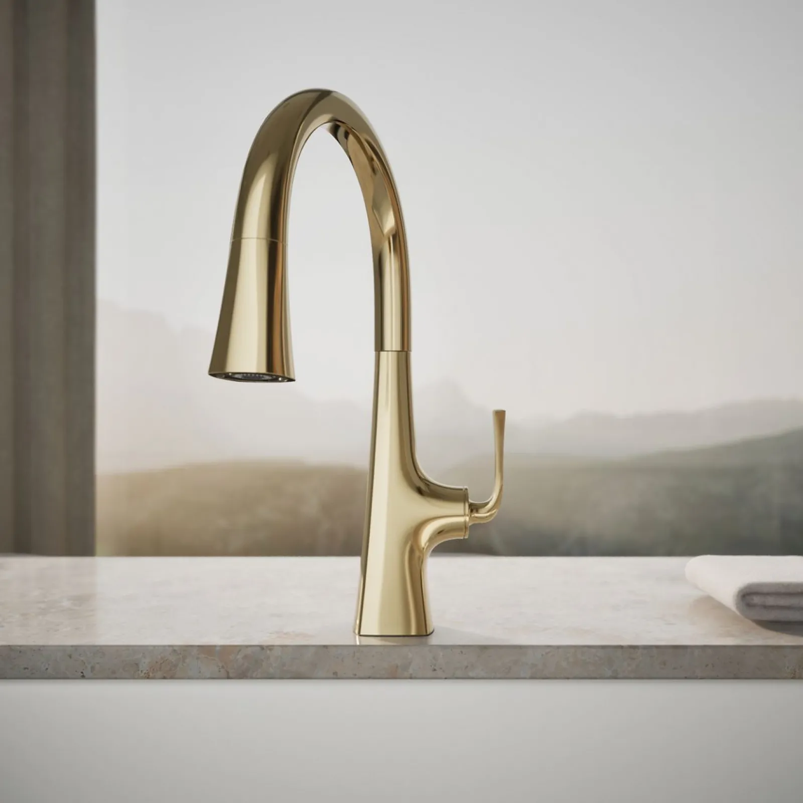 Pull-down kitchen sink faucet with three-function sprayhead^Kohler Discount