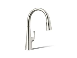 Pull-down kitchen sink faucet with three-function sprayhead^Kohler Discount