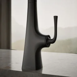 Pull-down kitchen sink faucet with three-function sprayhead^Kohler Discount