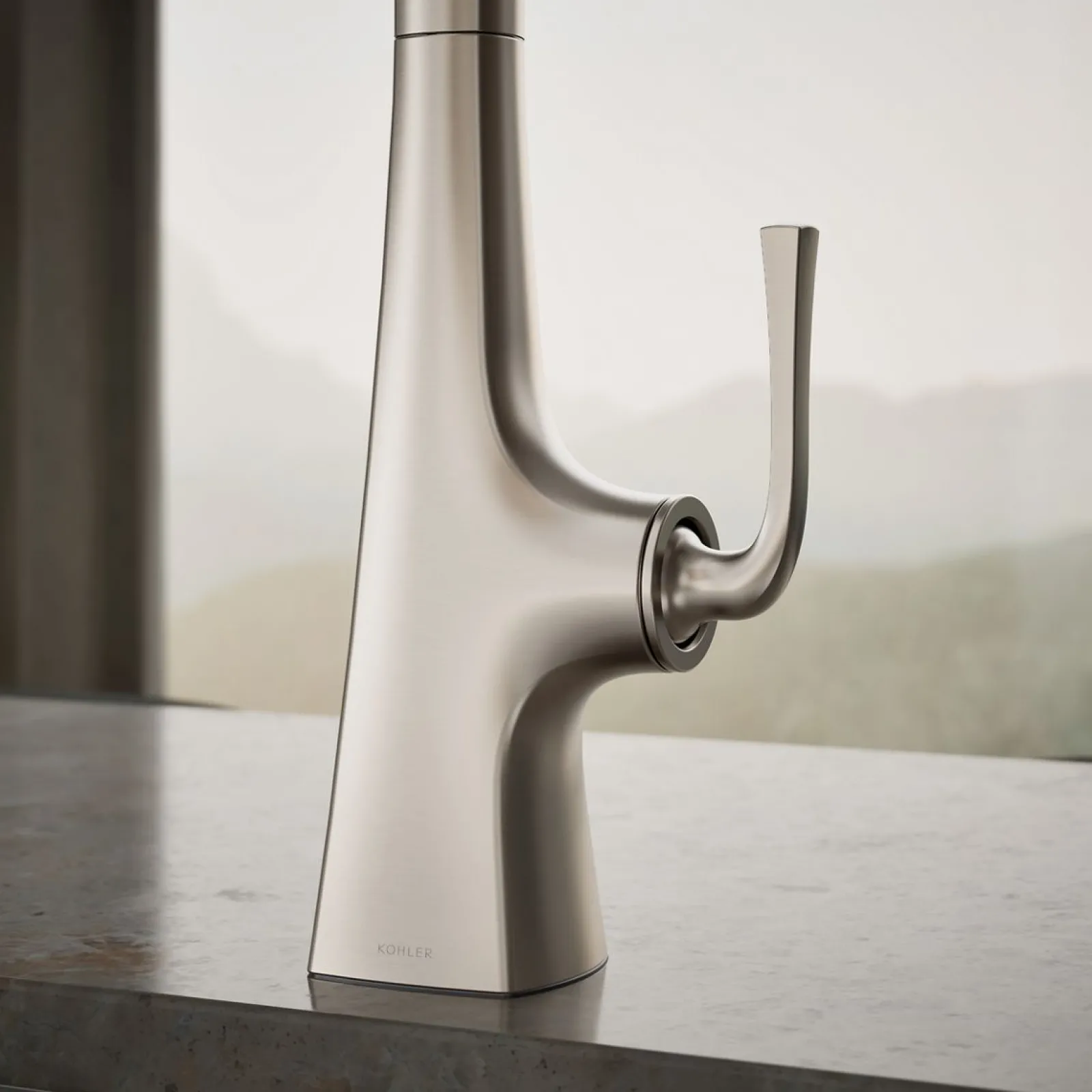 Pull-down kitchen sink faucet with three-function sprayhead^Kohler Discount