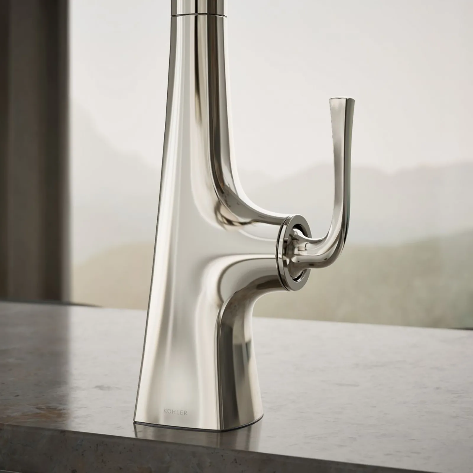Pull-down kitchen sink faucet with three-function sprayhead^Kohler Discount