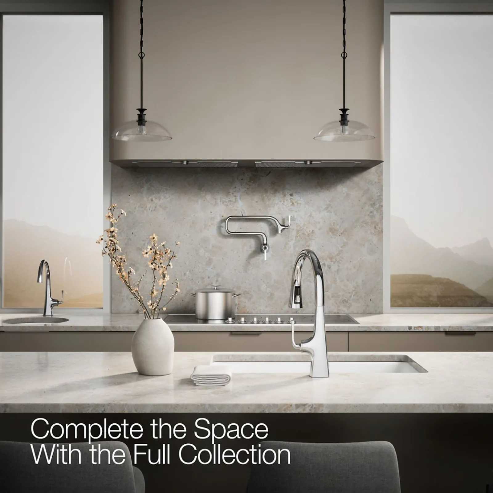 Pull-down kitchen sink faucet with three-function sprayhead^Kohler Discount