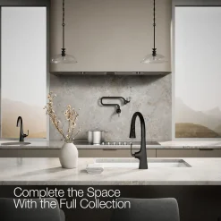 Pull-down kitchen sink faucet with three-function sprayhead^Kohler Discount