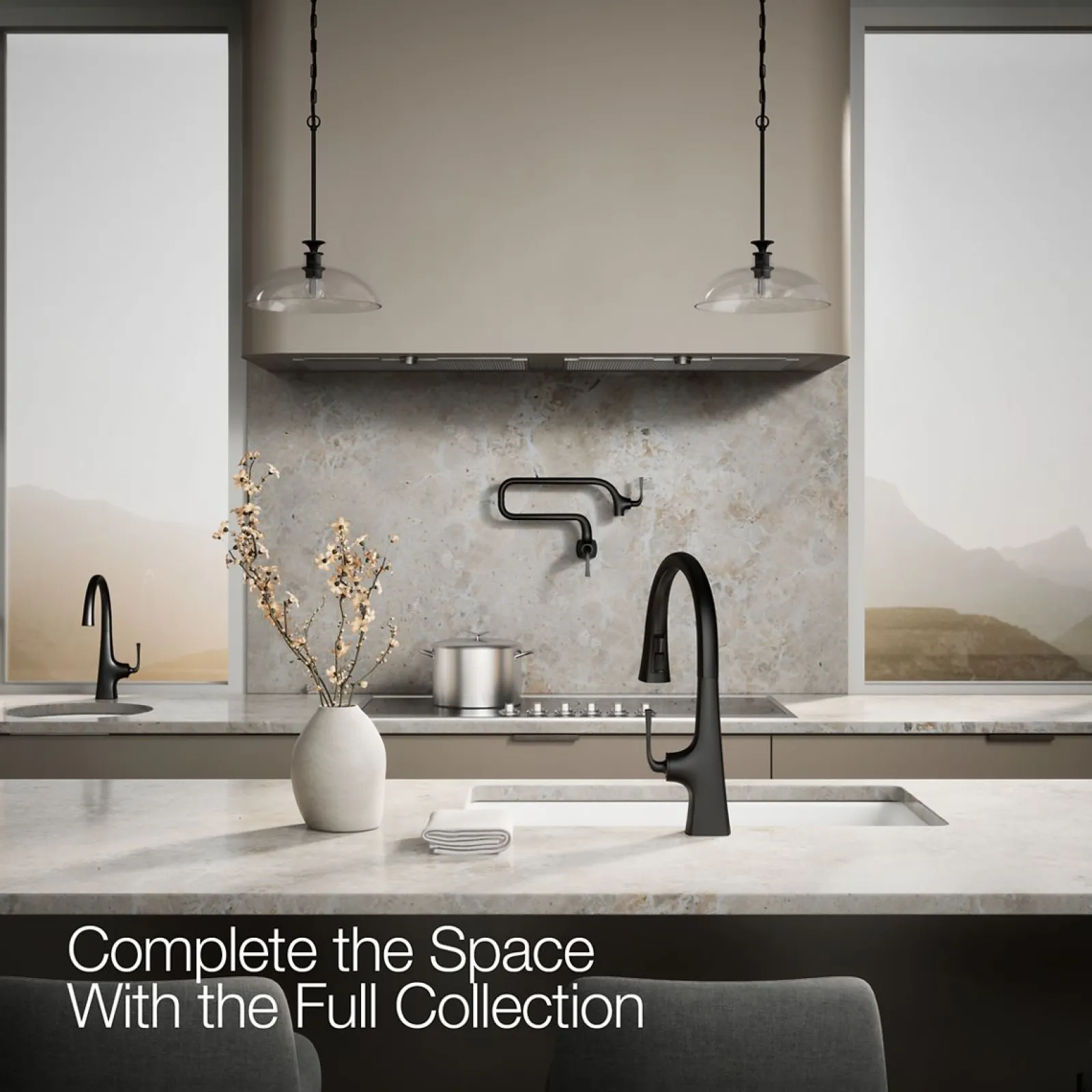 Pull-down kitchen sink faucet with three-function sprayhead^Kohler Discount