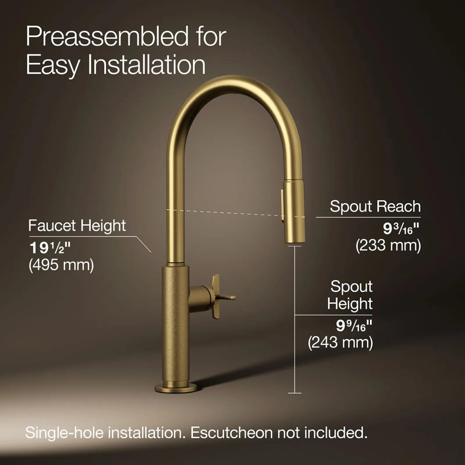 Pull-down kitchen sink faucet with two-function sprayhead^Kohler Hot