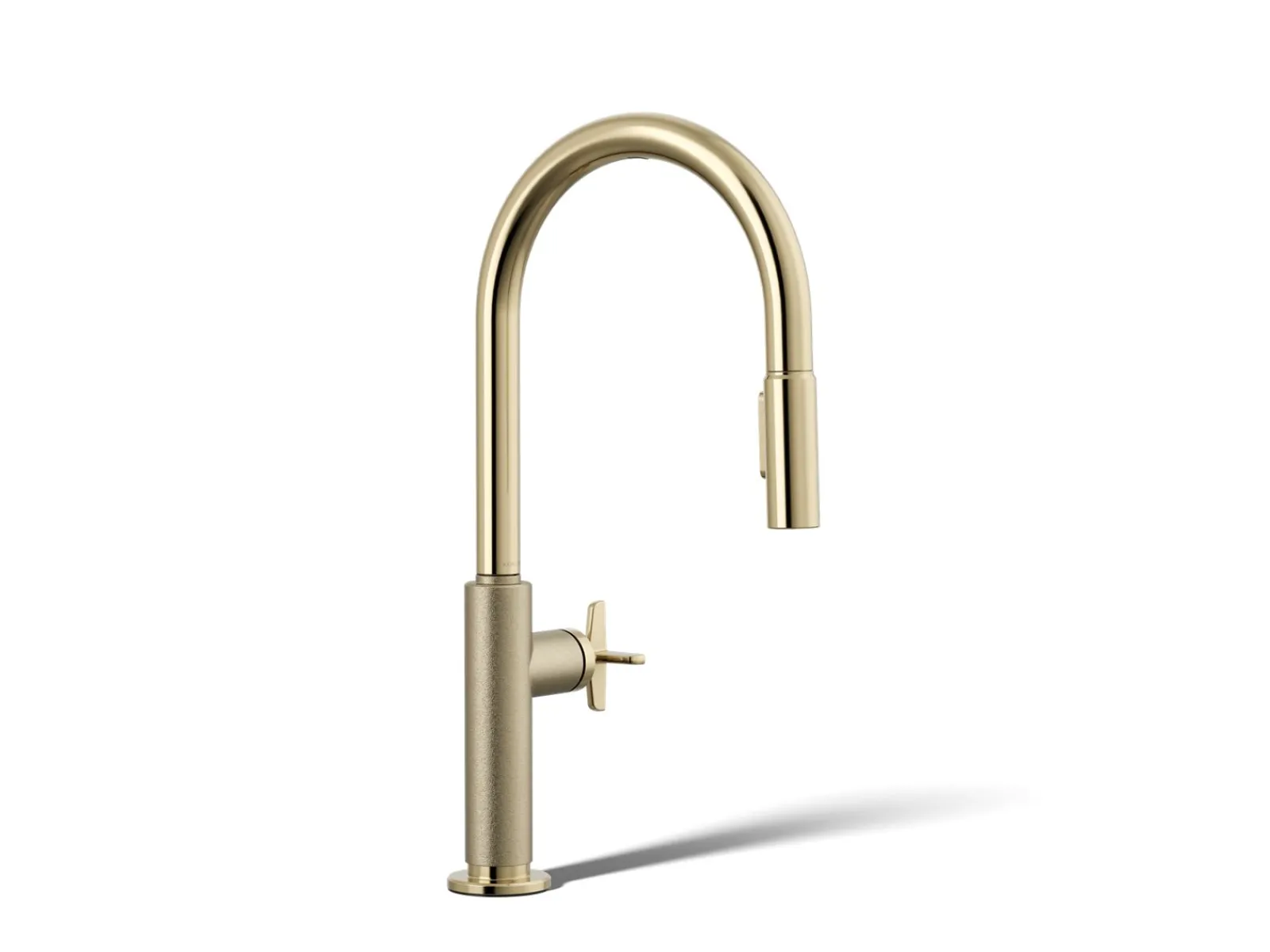 Pull-down kitchen sink faucet with two-function sprayhead^Kohler Hot