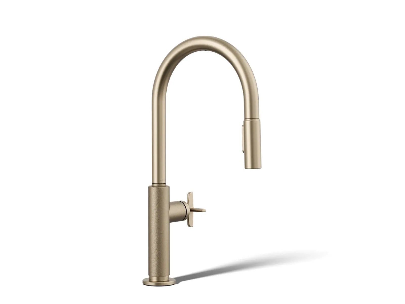 Pull-down kitchen sink faucet with two-function sprayhead^Kohler Hot
