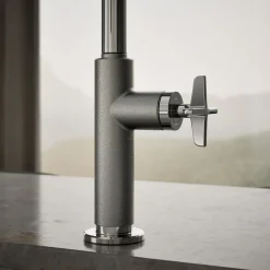 Pull-down kitchen sink faucet with two-function sprayhead^Kohler Hot
