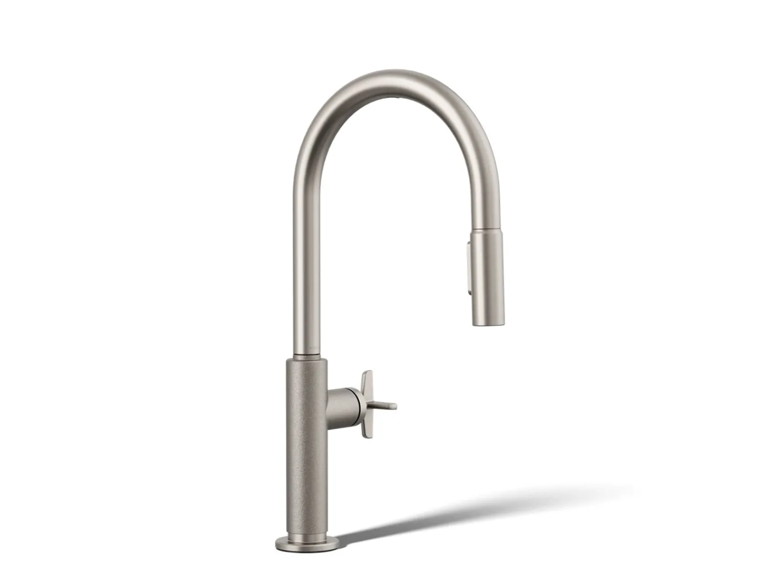 Pull-down kitchen sink faucet with two-function sprayhead^Kohler Hot