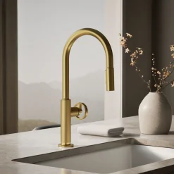 Pull-down kitchen sink faucet with two-function sprayhead^Kohler Discount
