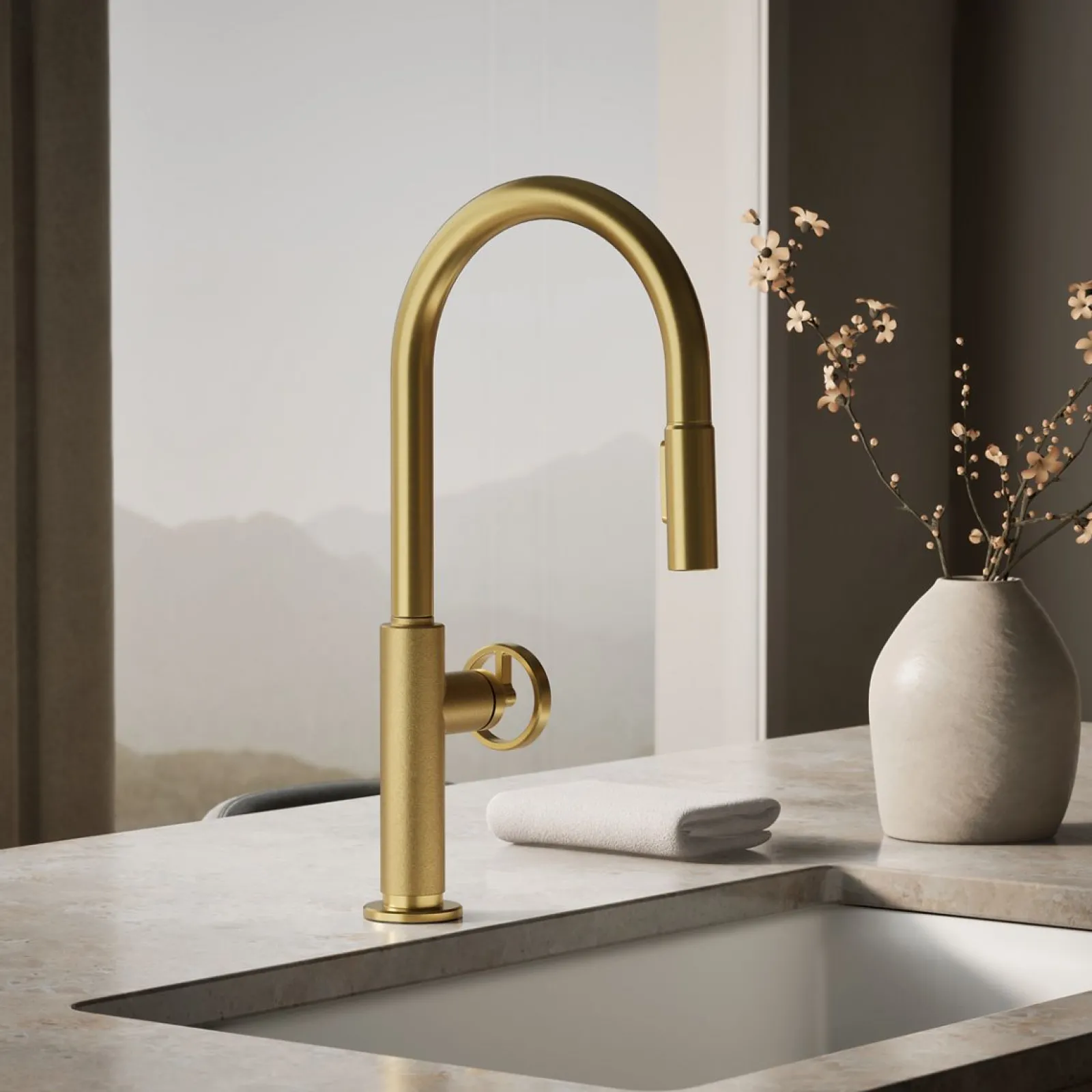 Pull-down kitchen sink faucet with two-function sprayhead^Kohler Discount