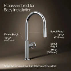 Pull-down kitchen sink faucet with two-function sprayhead^Kohler Discount