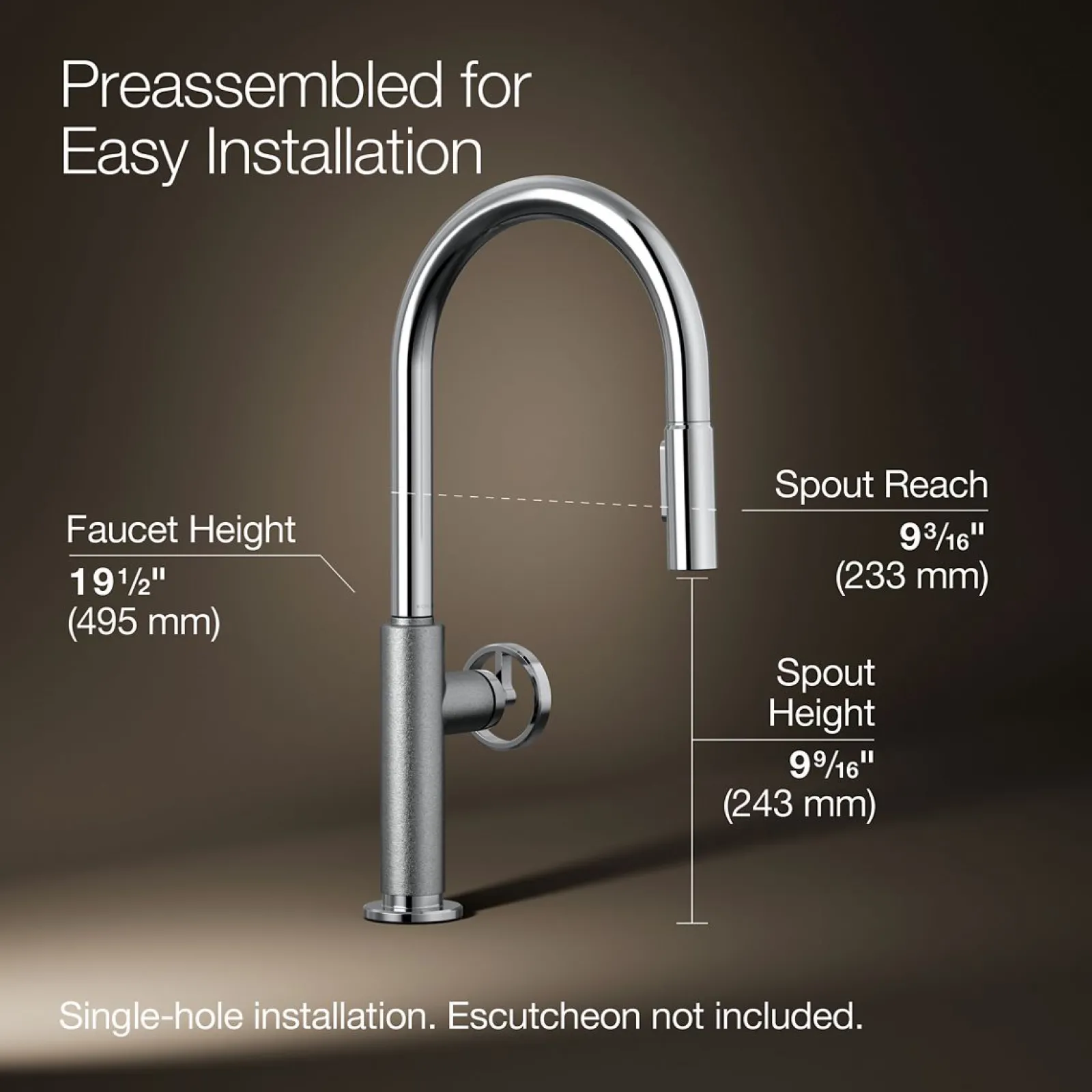 Pull-down kitchen sink faucet with two-function sprayhead^Kohler Discount