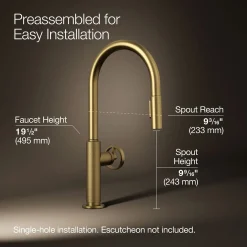 Pull-down kitchen sink faucet with two-function sprayhead^Kohler Discount