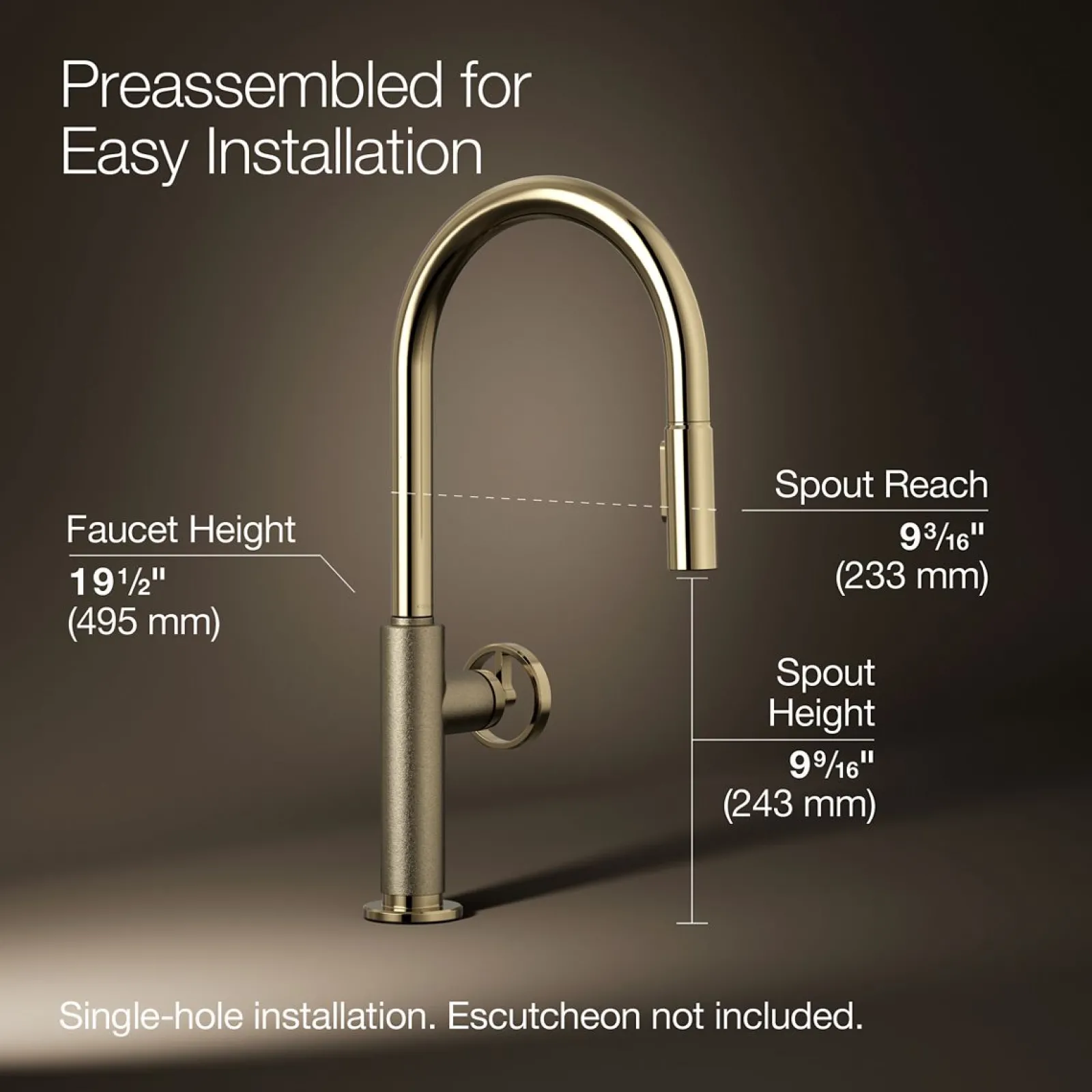 Pull-down kitchen sink faucet with two-function sprayhead^Kohler Discount