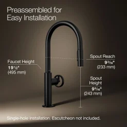Pull-down kitchen sink faucet with two-function sprayhead^Kohler Discount