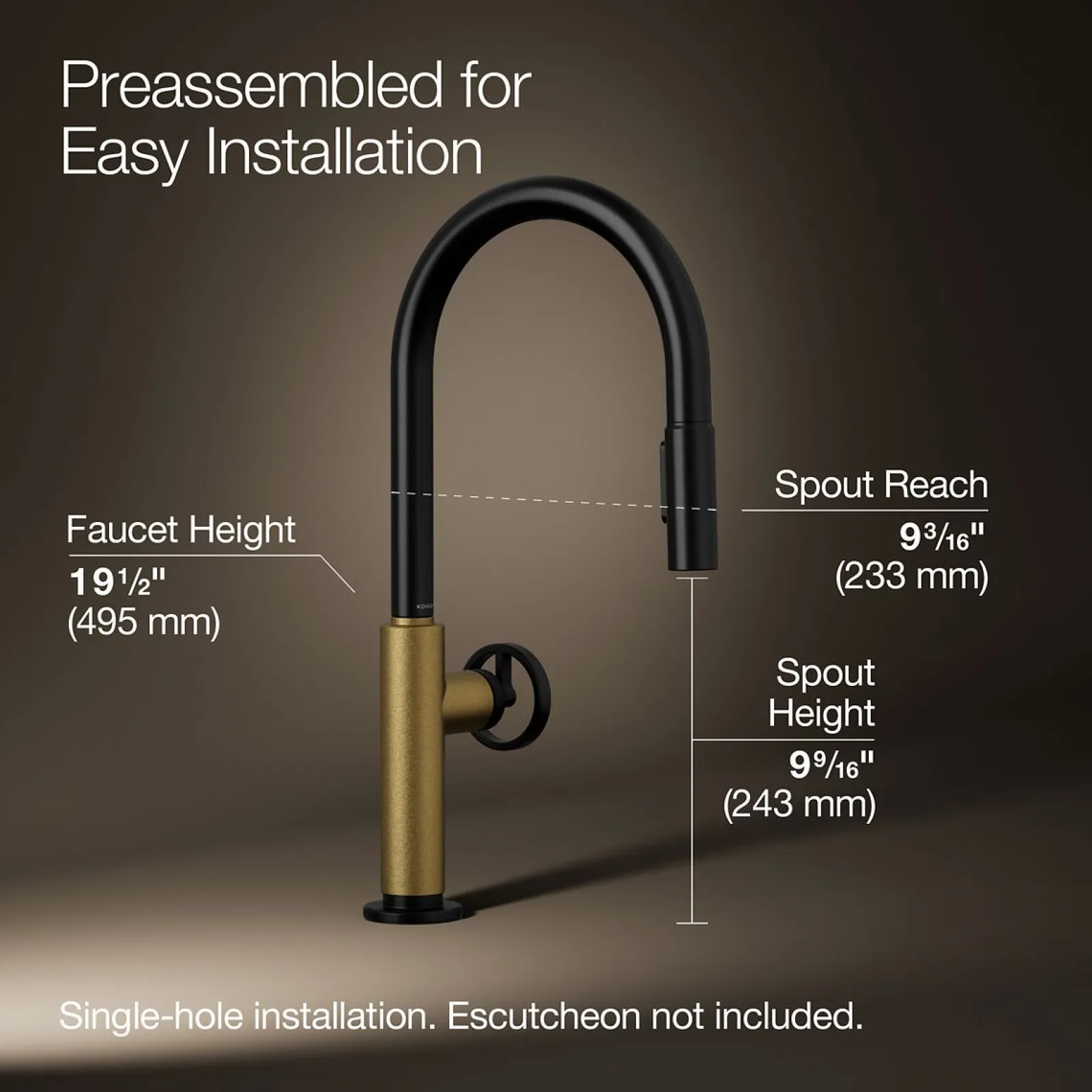 Pull-down kitchen sink faucet with two-function sprayhead^Kohler Discount