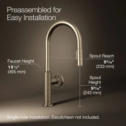 Pull-down kitchen sink faucet with two-function sprayhead^Kohler Discount
