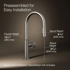 Pull-down kitchen sink faucet with two-function sprayhead^Kohler Discount