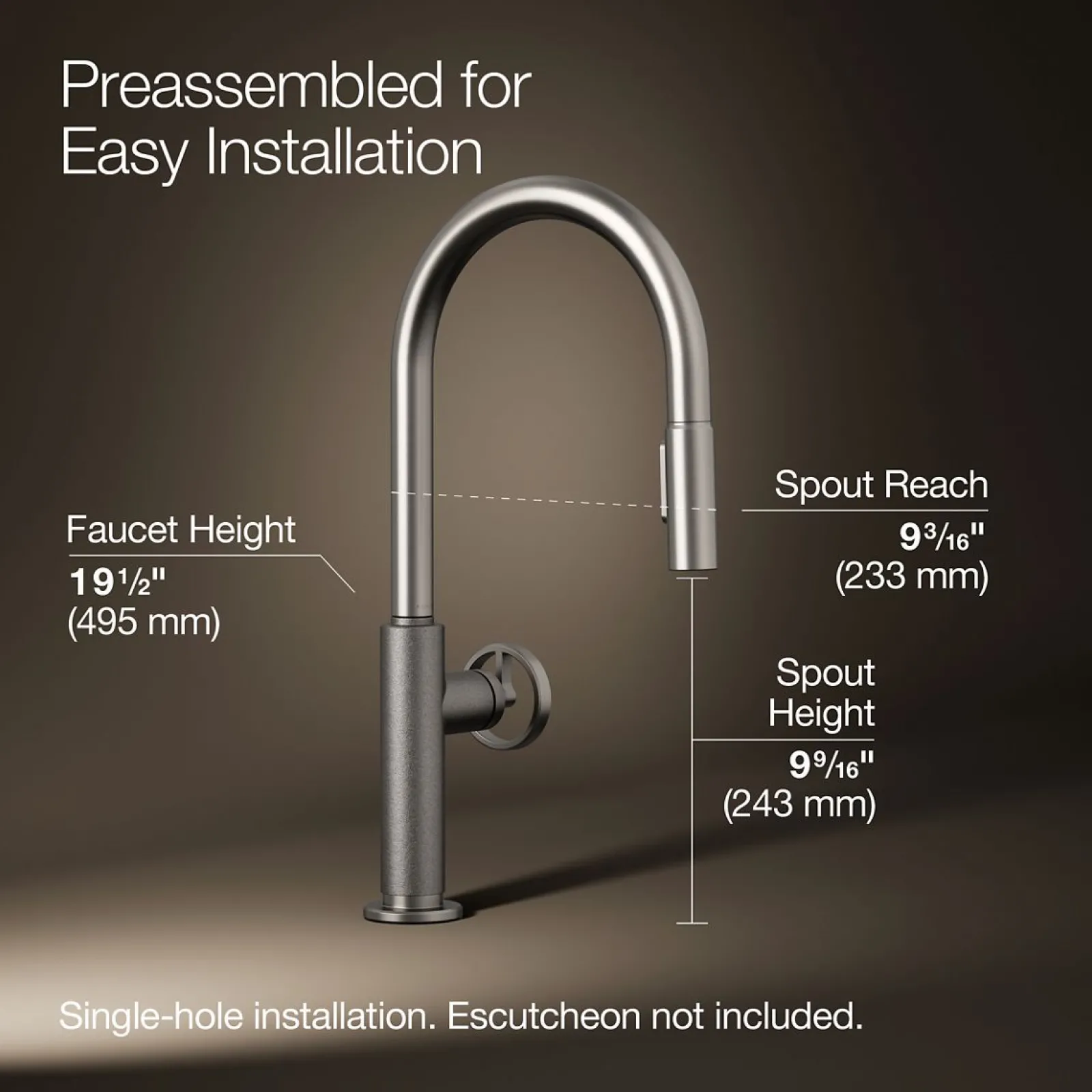 Pull-down kitchen sink faucet with two-function sprayhead^Kohler Discount