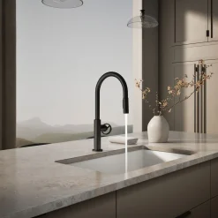 Pull-down kitchen sink faucet with two-function sprayhead^Kohler Discount
