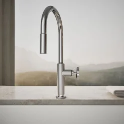 Pull-down kitchen sink faucet with two-function sprayhead^Kohler Discount