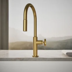 Pull-down kitchen sink faucet with two-function sprayhead^Kohler Discount