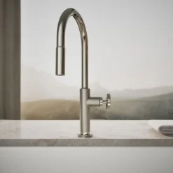 Pull-down kitchen sink faucet with two-function sprayhead^Kohler Discount