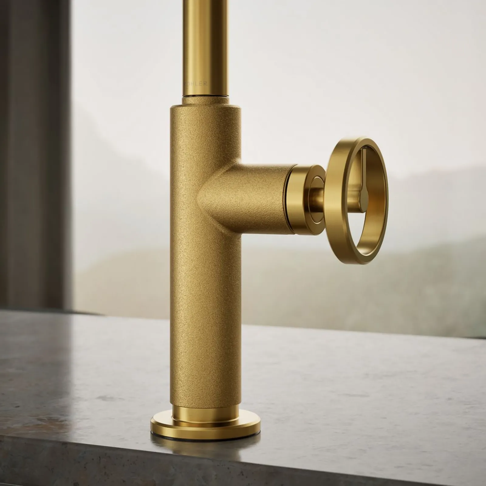 Pull-down kitchen sink faucet with two-function sprayhead^Kohler Discount