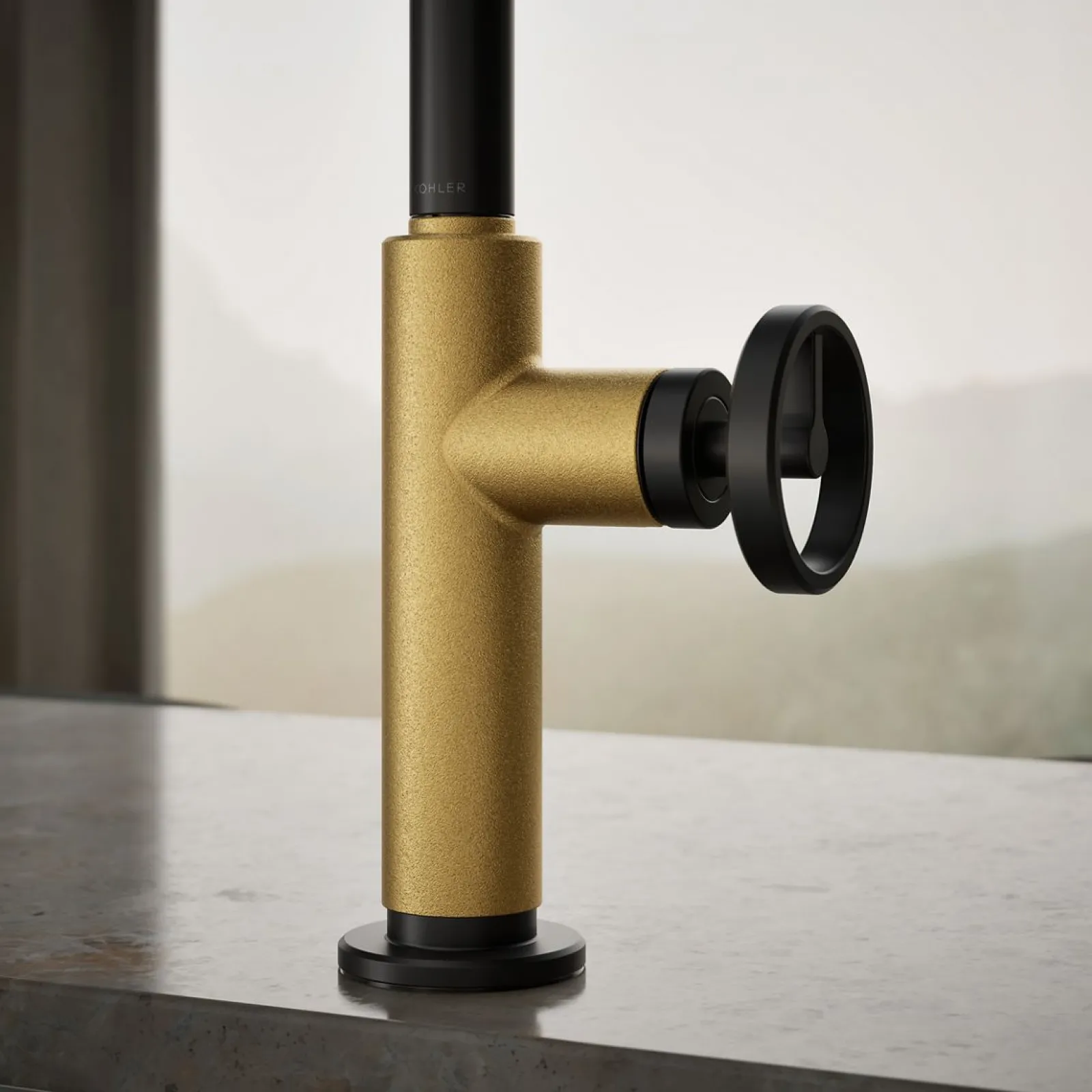 Pull-down kitchen sink faucet with two-function sprayhead^Kohler Discount