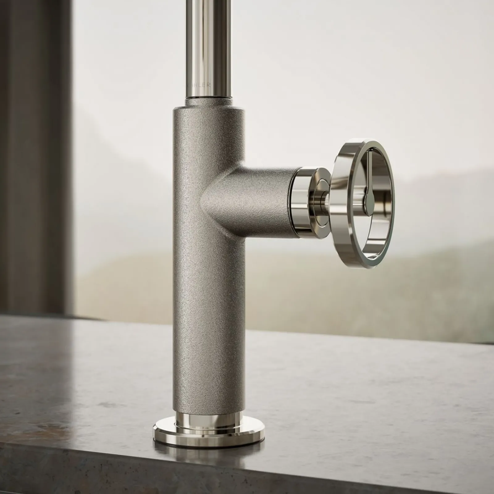 Pull-down kitchen sink faucet with two-function sprayhead^Kohler Discount