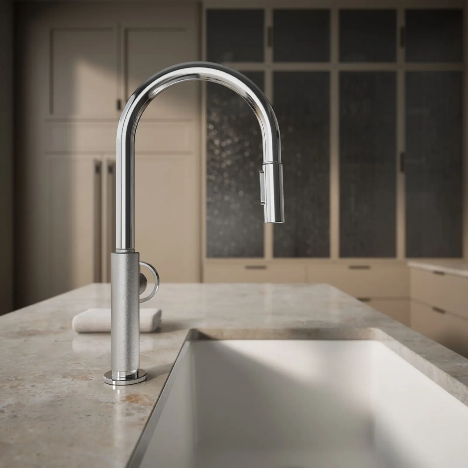 Pull-down kitchen sink faucet with two-function sprayhead^Kohler Discount