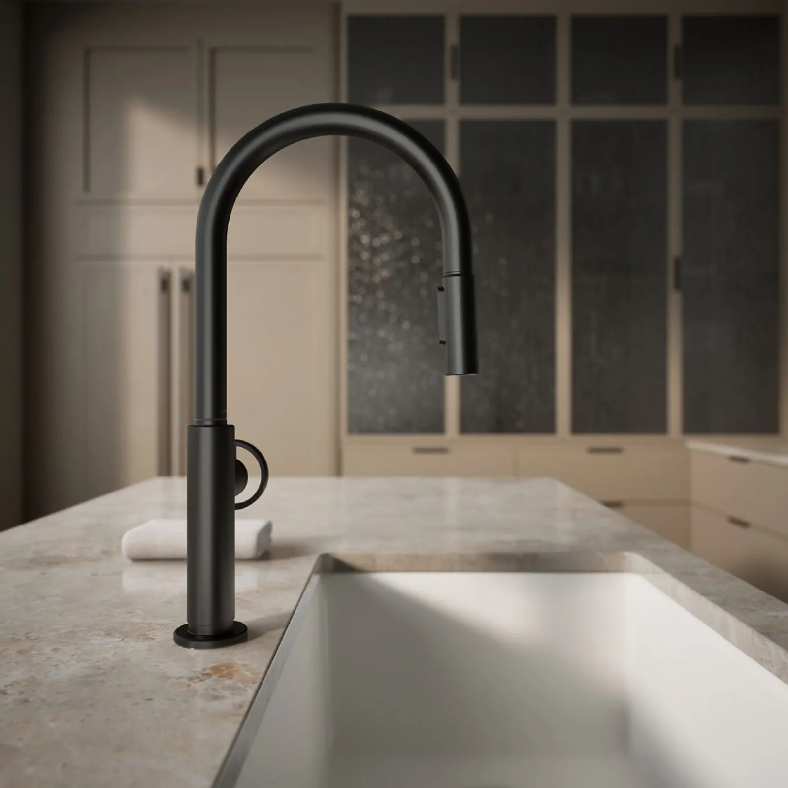Pull-down kitchen sink faucet with two-function sprayhead^Kohler Discount