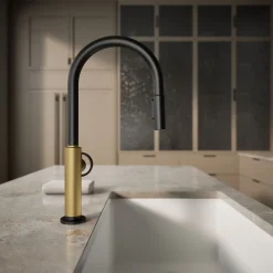 Pull-down kitchen sink faucet with two-function sprayhead^Kohler Discount