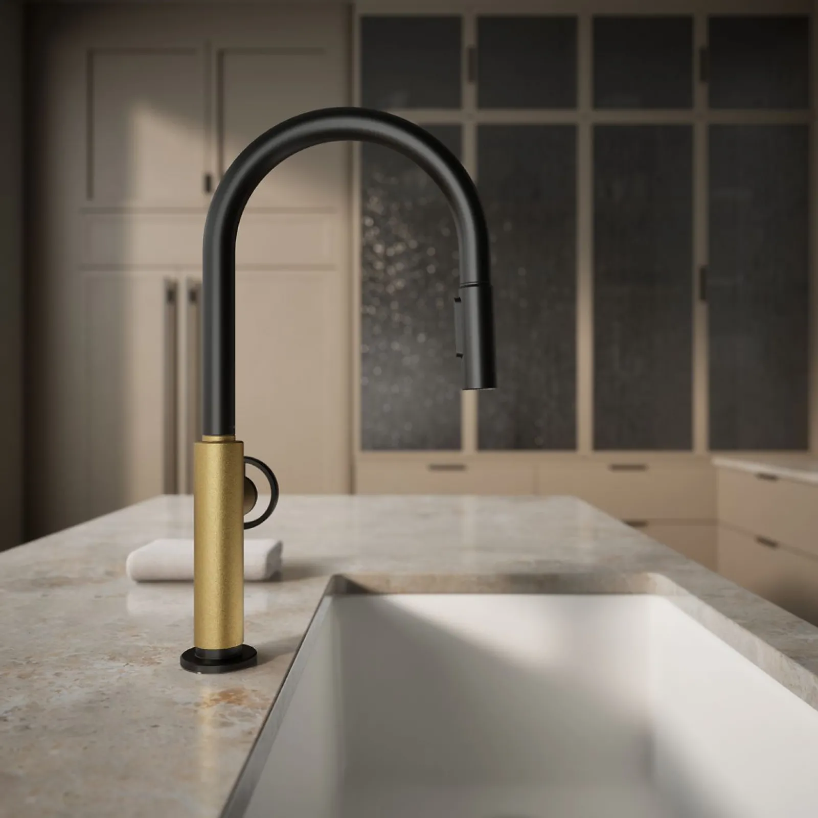 Pull-down kitchen sink faucet with two-function sprayhead^Kohler Discount