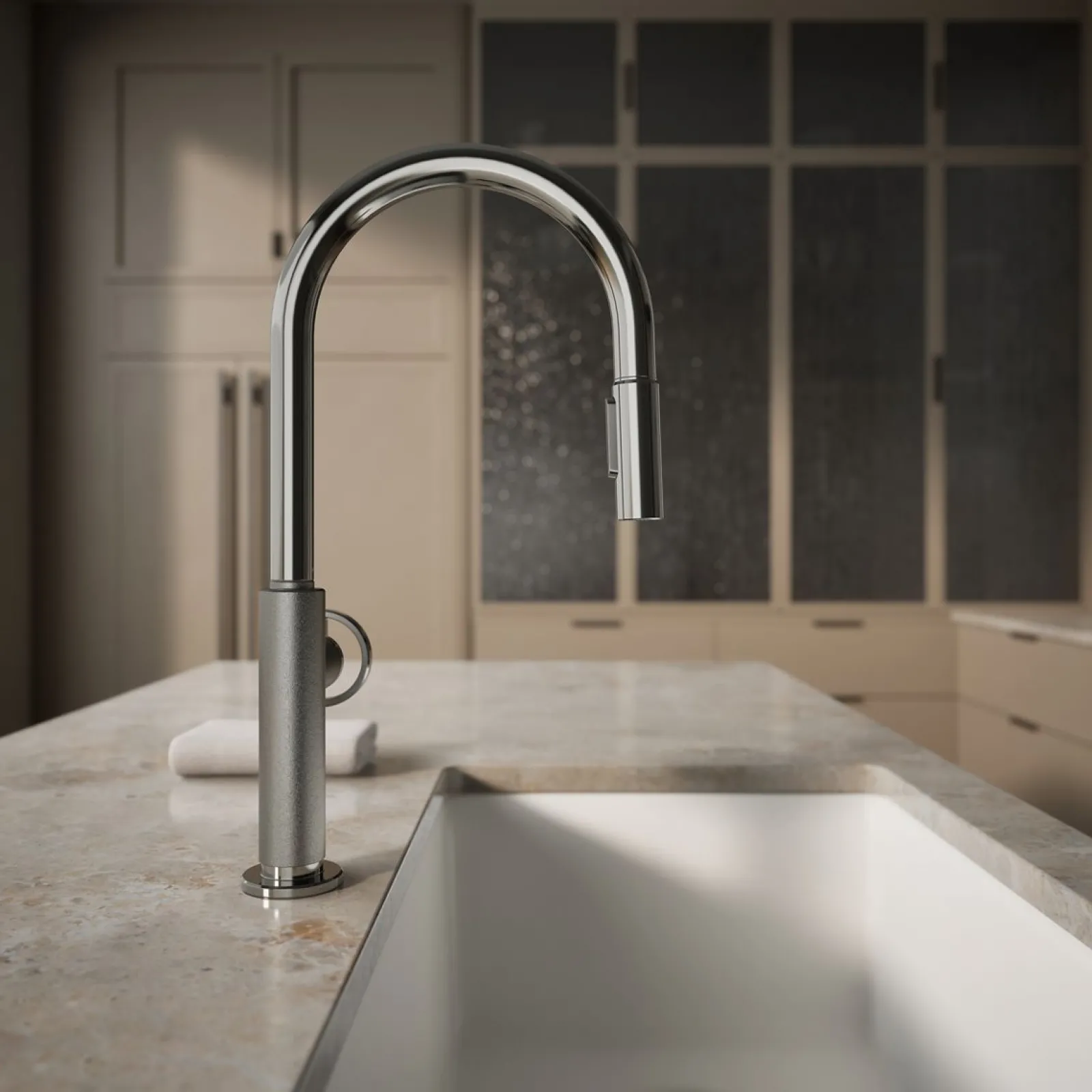 Pull-down kitchen sink faucet with two-function sprayhead^Kohler Discount