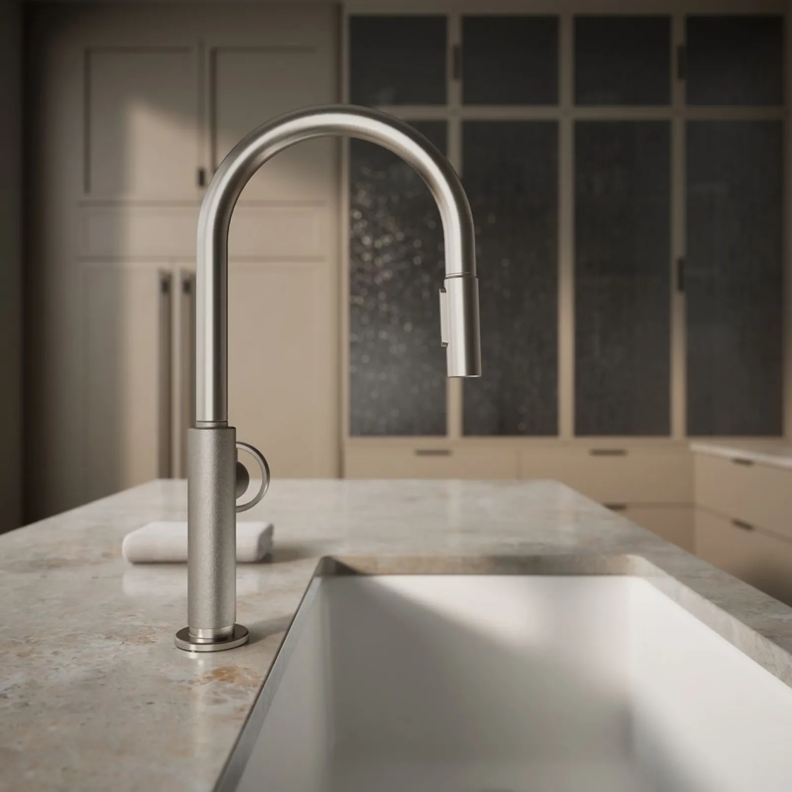 Pull-down kitchen sink faucet with two-function sprayhead^Kohler Discount
